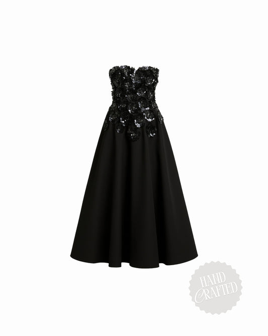 Midnight Black Bloom Gown