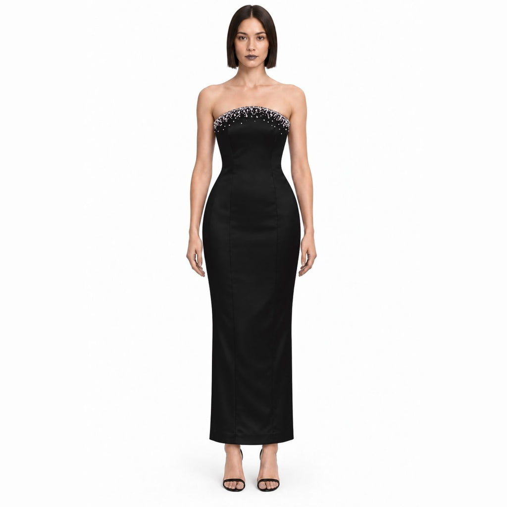 Solenne Black Crystal-Embellished Strapless Maxi Dress (Copy)