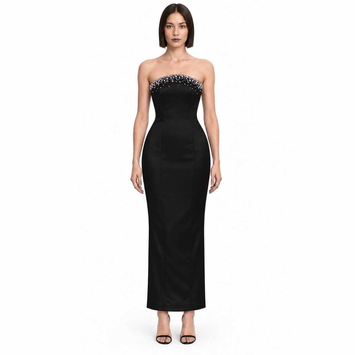 Solenne Black Crystal-Embellished Strapless Maxi Dress (Copy)