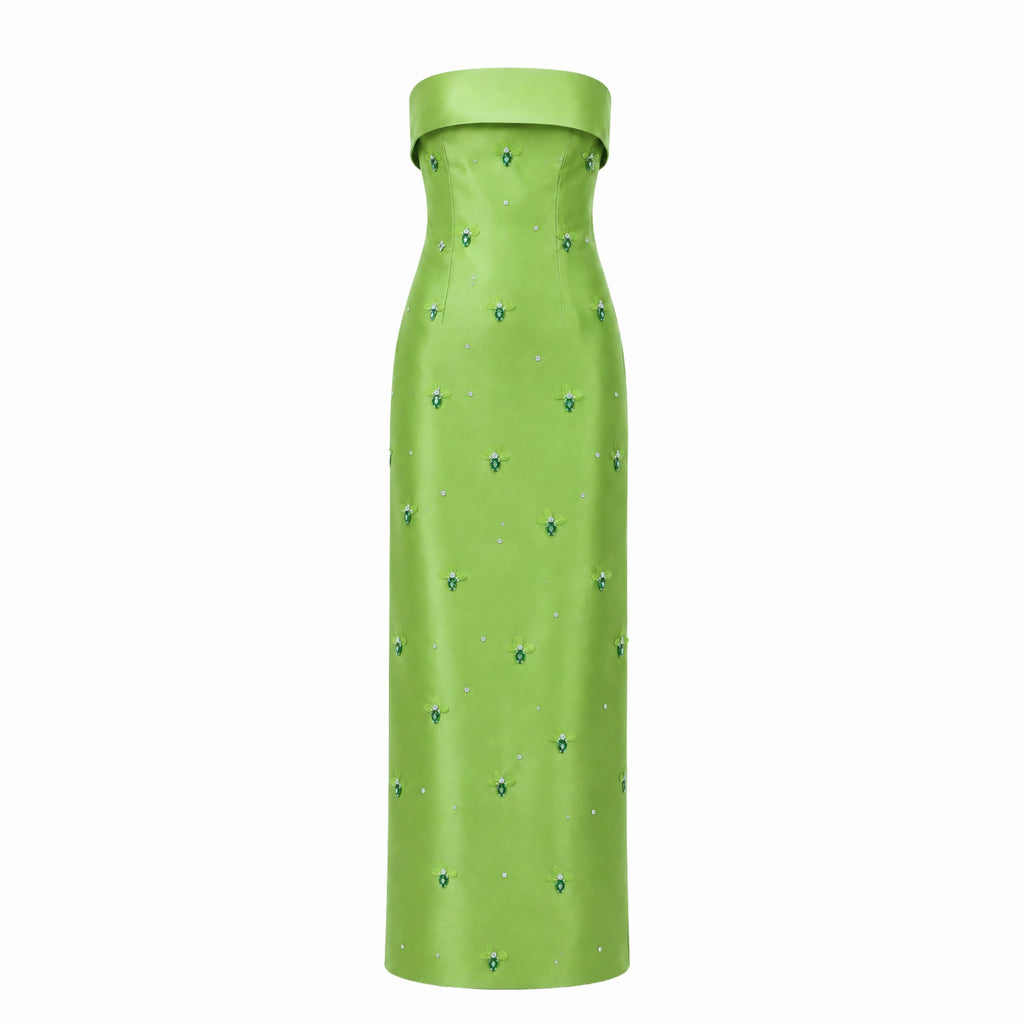 Lime Petal Column Gown