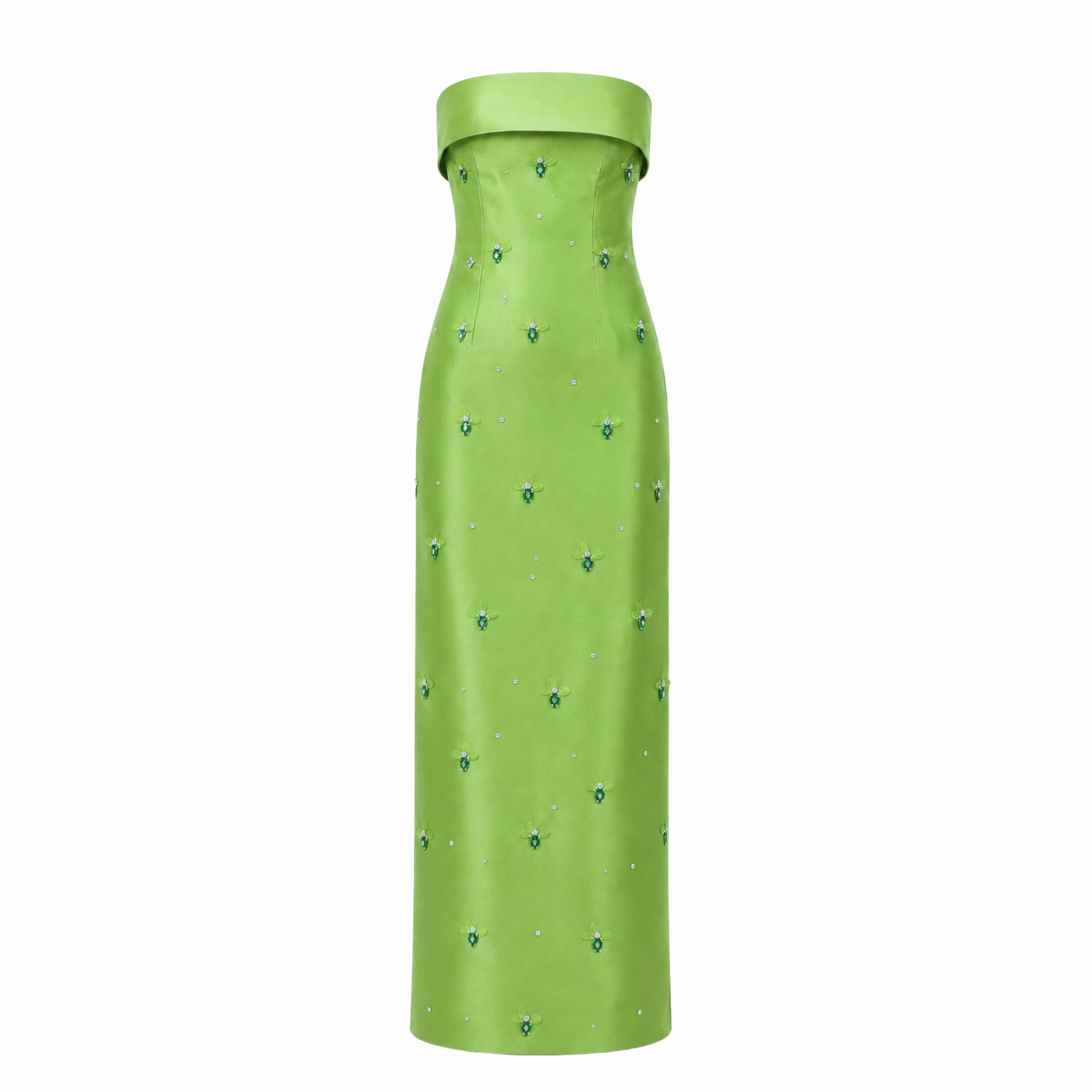 Lime Petal Column Gown